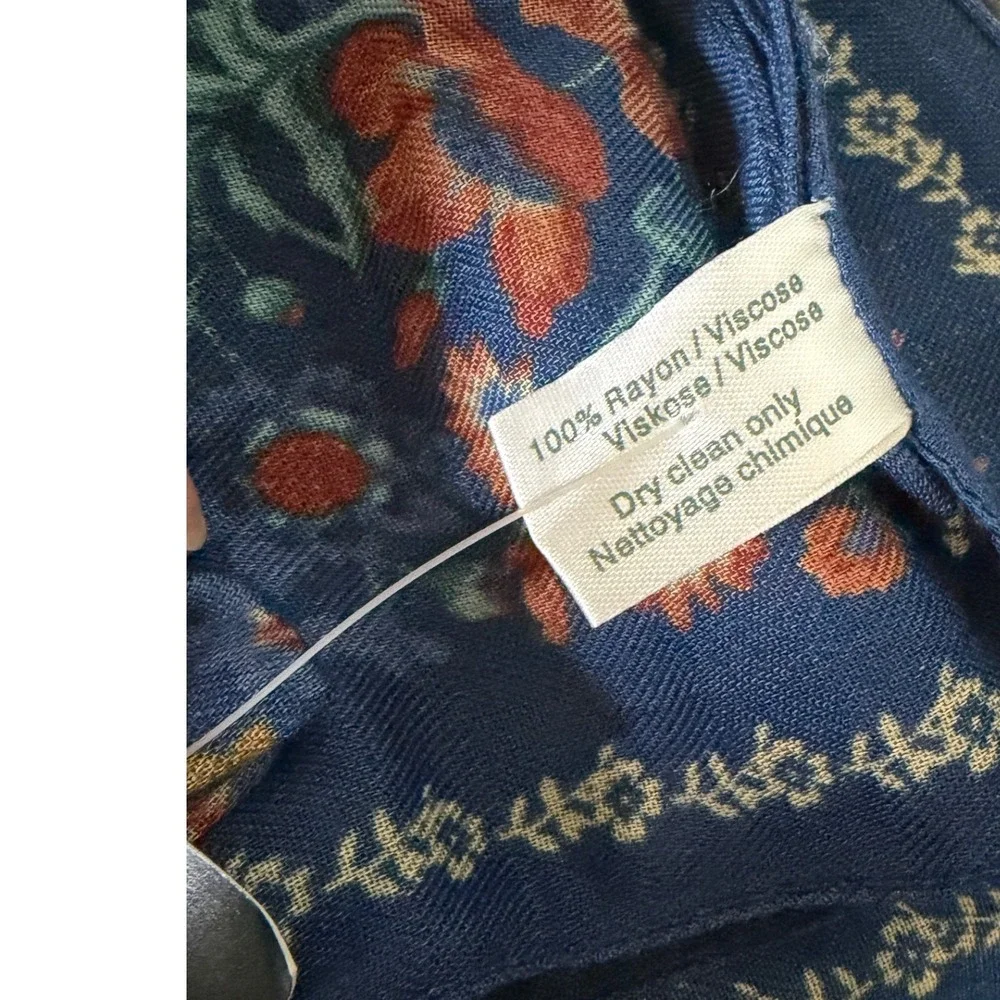 Laura Ashley Kashmir Opal Floral Scarf Blue Made in Italy NWT Festival Boho